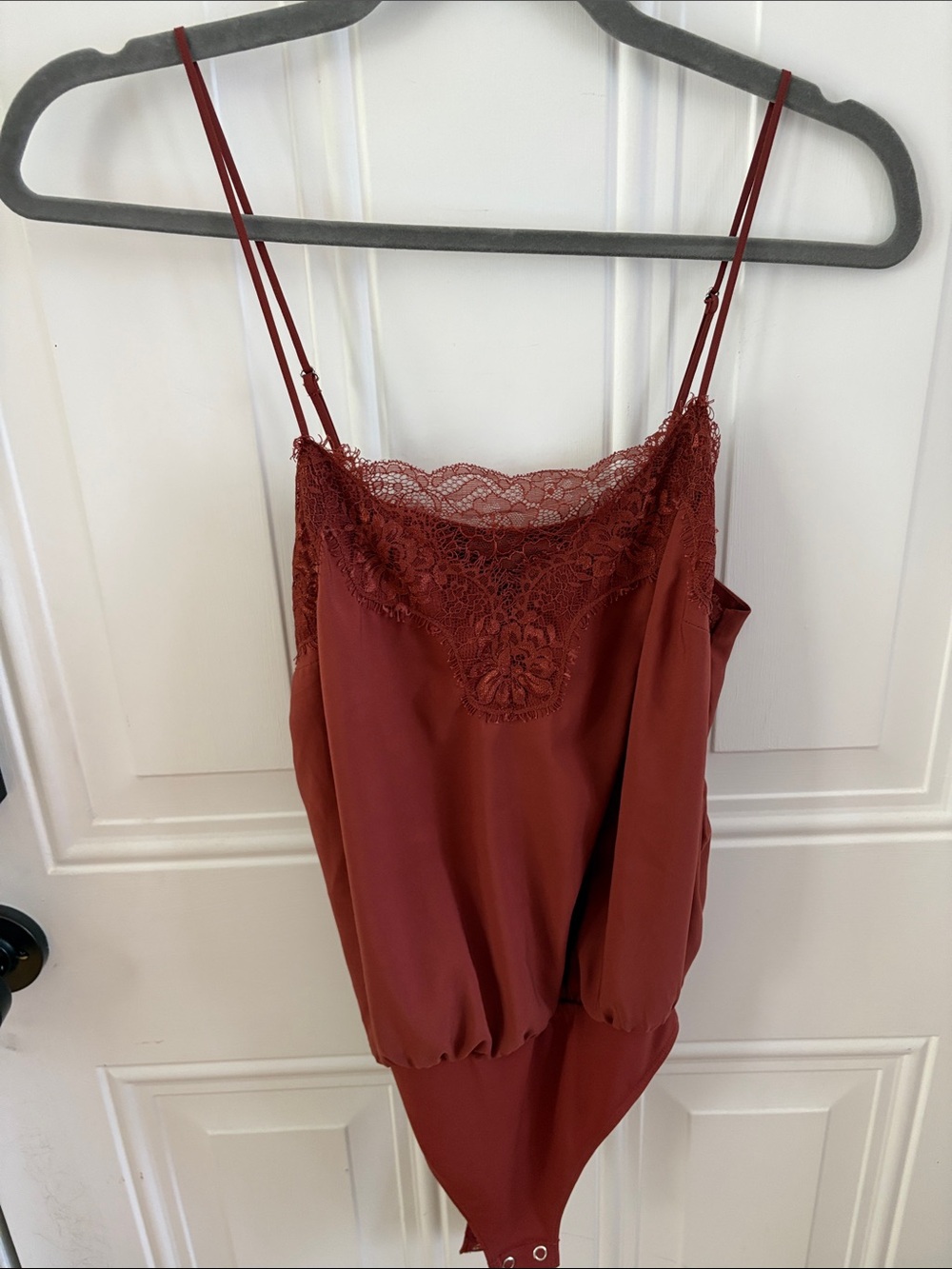 (5/$20) Express Rust Lace-Trim Bodysuit Camisole